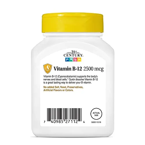 21st Century B 12 2500 mcg Sublingual Tablets, 110 Count