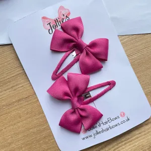2.5inch Classic Snap Clips Pair - Raspberry Rose