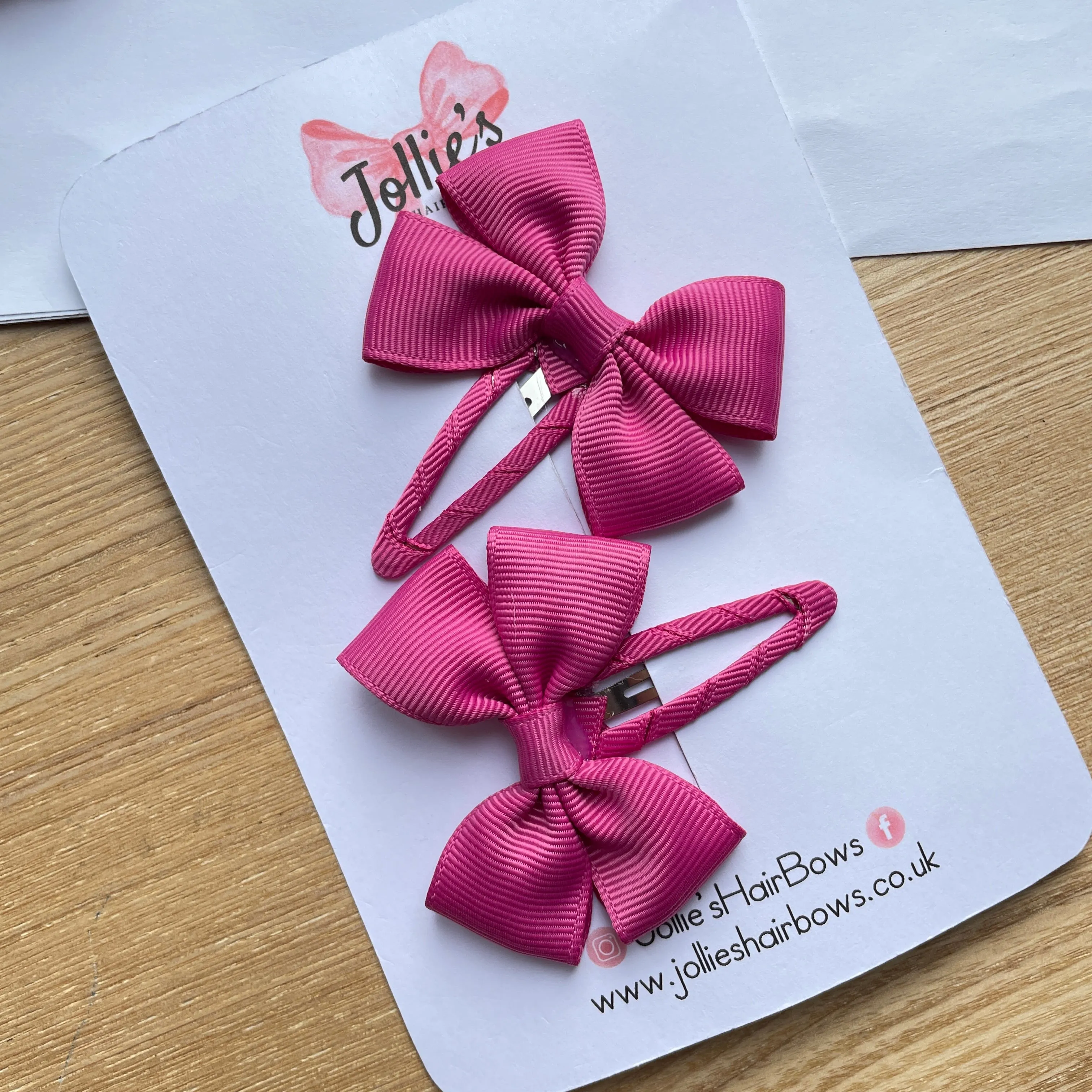 2.5inch Classic Snap Clips Pair - Raspberry Rose