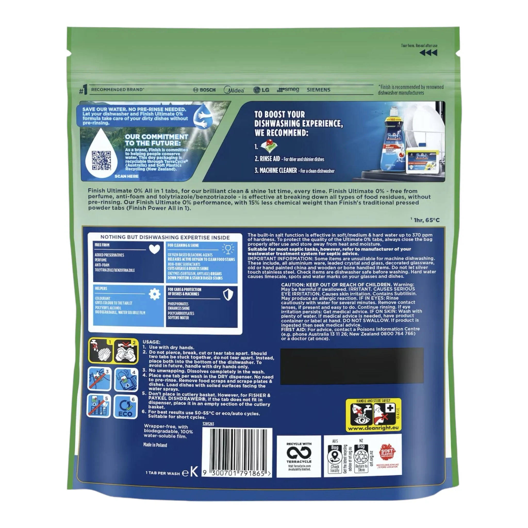 3 Pack Finish Ultimate 0% Free From Dishwasher Tablets 62 Pack