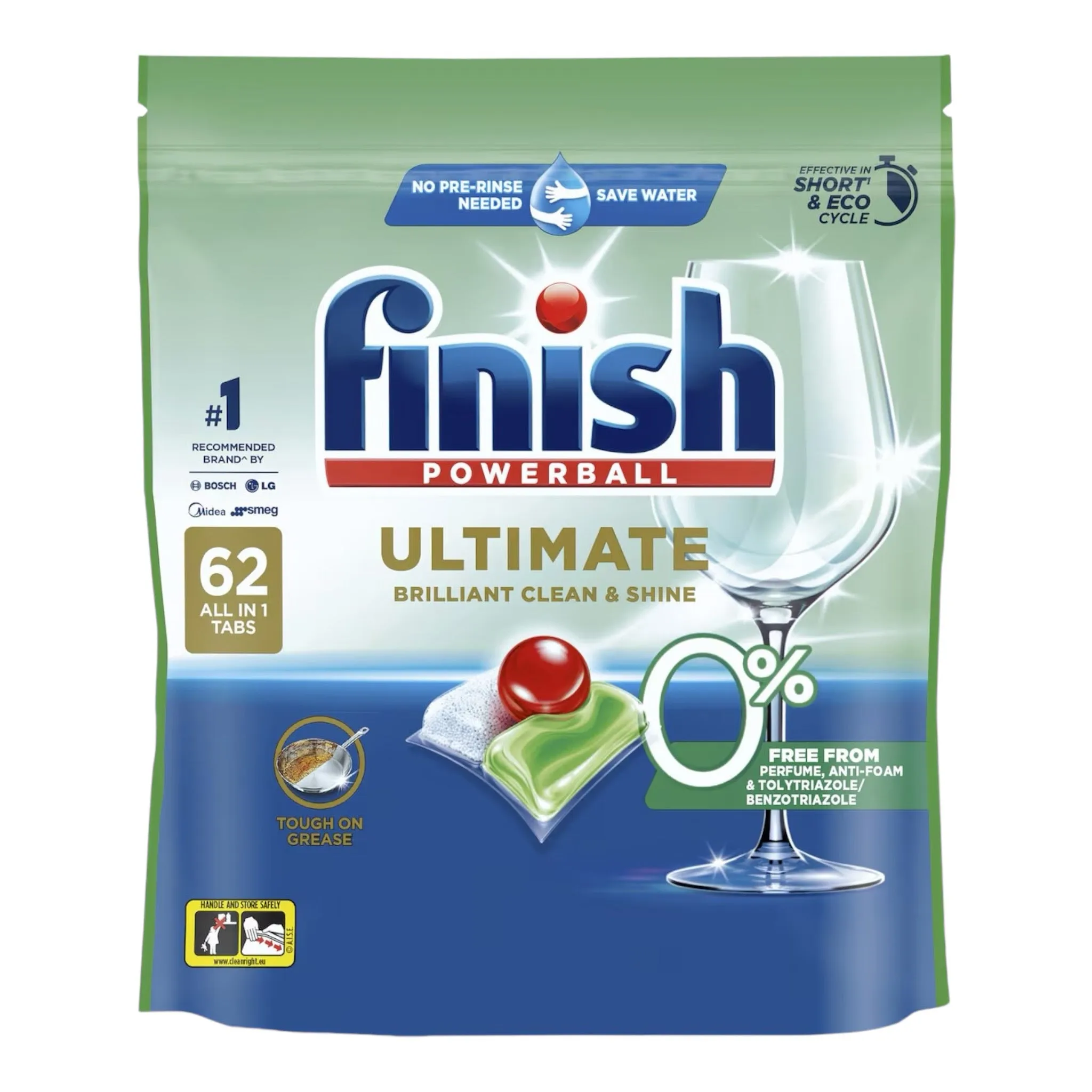 3 Pack Finish Ultimate 0% Free From Dishwasher Tablets 62 Pack