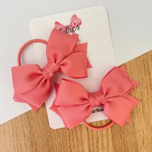 3inch Bow with Thin Elastic (pair) - Dusty Rose