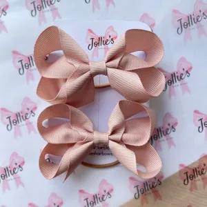 3inch Twisted Bow with thin elastic (pair) - Vanilla