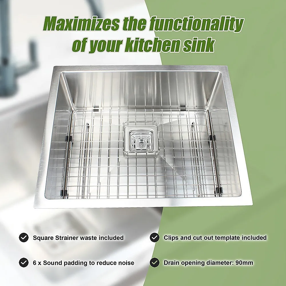 430x455mm Handmade 1.5mm Stainless Steel Undermount / Topmount Kitchen Sink | Square Waste