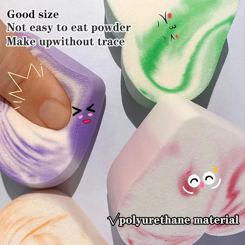 4pcs Makeup Sponge Soft High Elasticity Wet And Dry Use Powder Saving Blenders For Liquid Cream Foundation And Powder Multicolor