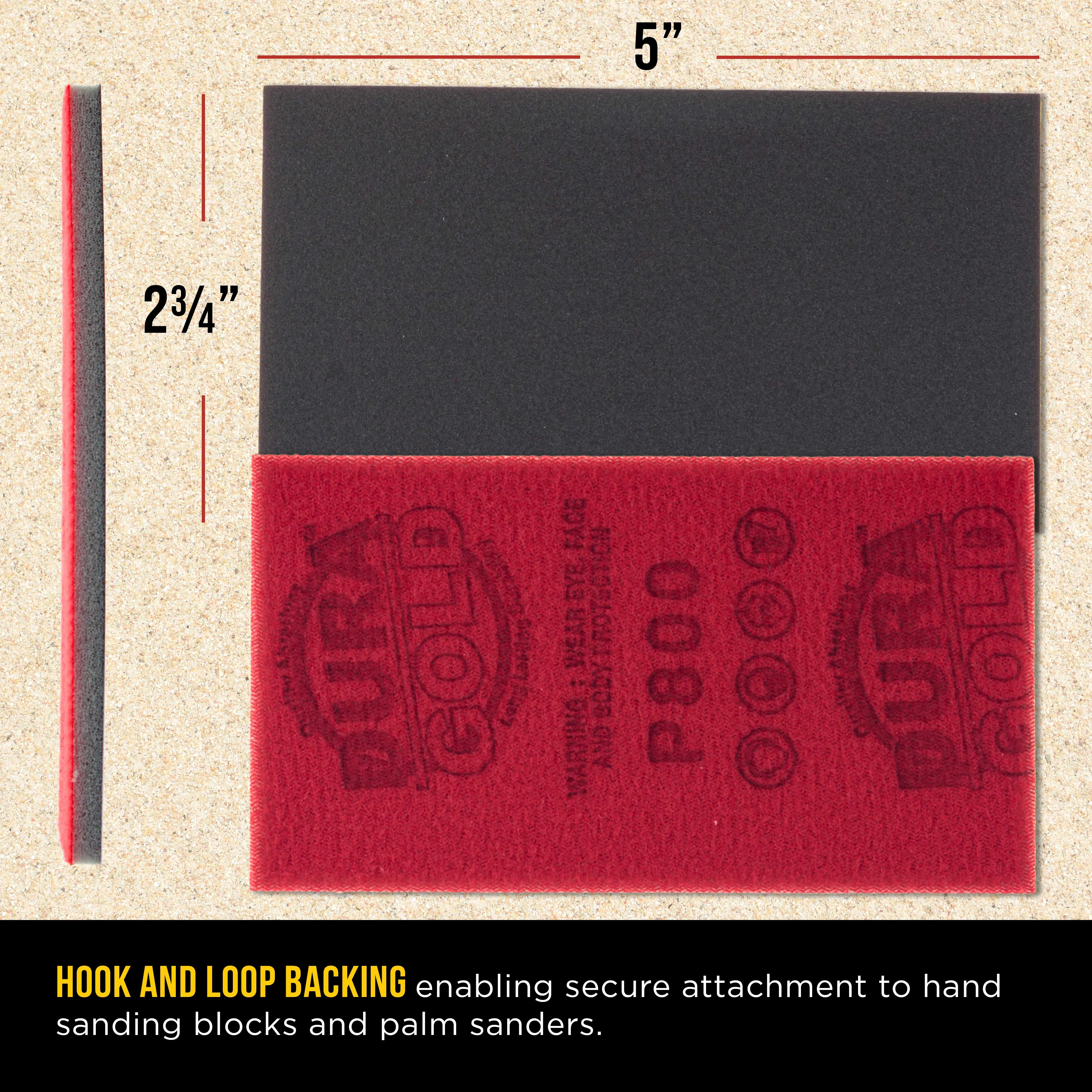 800 Grit 5" x 2-3/4" Sanding Sponges, Box of 10 - Performance Hook & Loop Wet or Dry Flexible Sandpaper Sponge Pads - For Hand Sanding Blocks, Palm Sanders - Polish Metal, Auto Paint, Wood