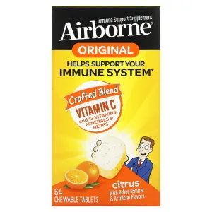 Airborne, Airborne Chewable Citrus, 64 Tablets