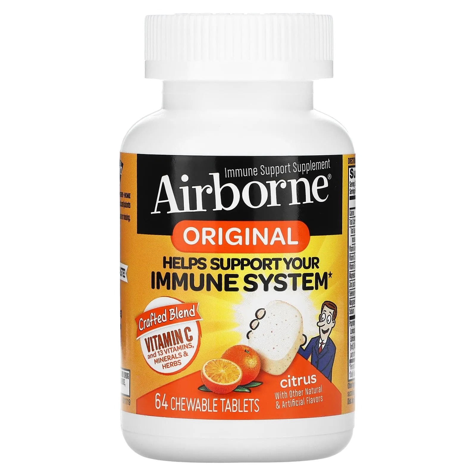 Airborne, Airborne Chewable Citrus, 64 Tablets