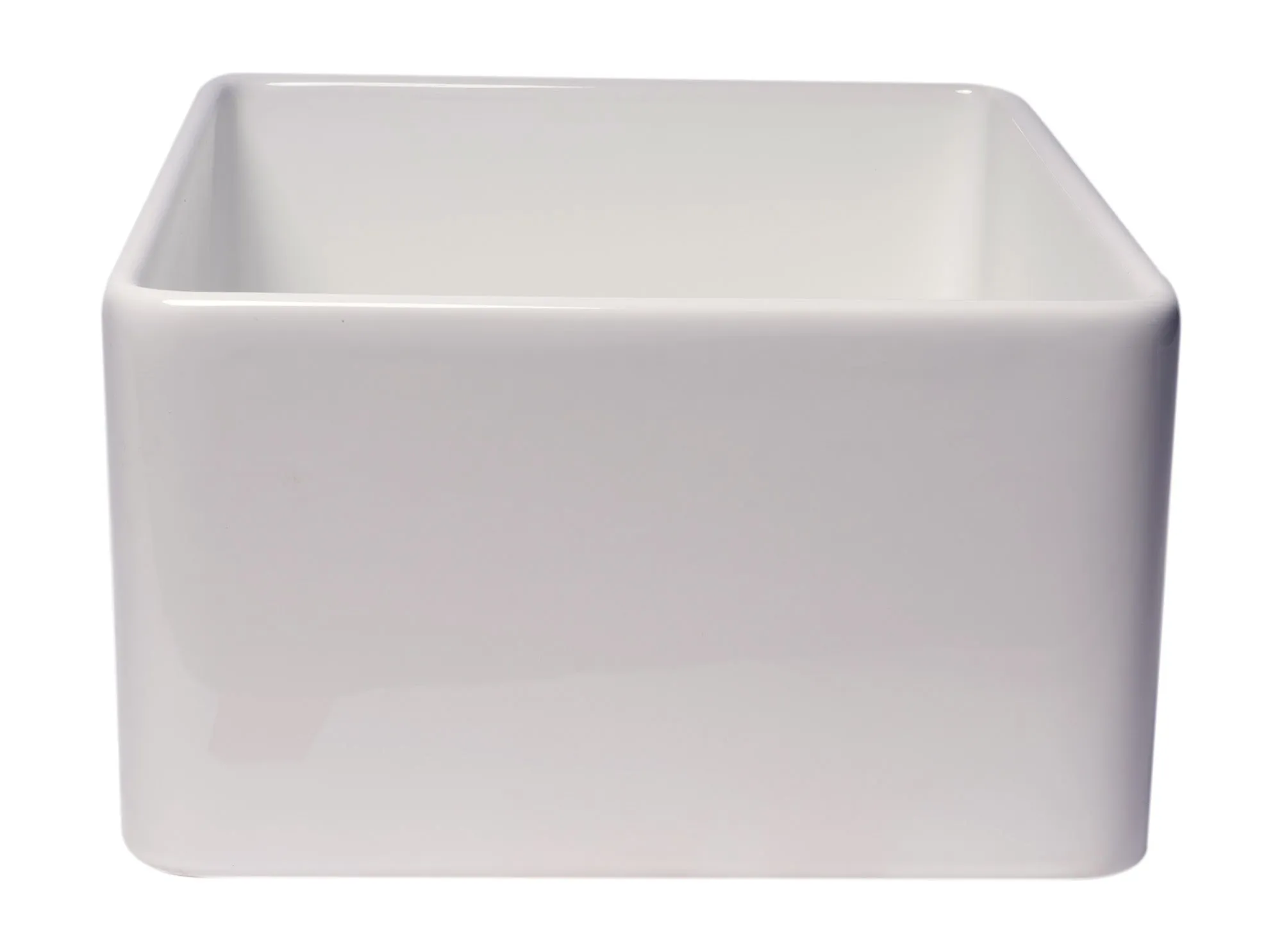 ALFI Brand - 24" White Thin Wall Single Bowl Smooth Apron Fireclay Kitchen Farm Sink | ABF2418-W
