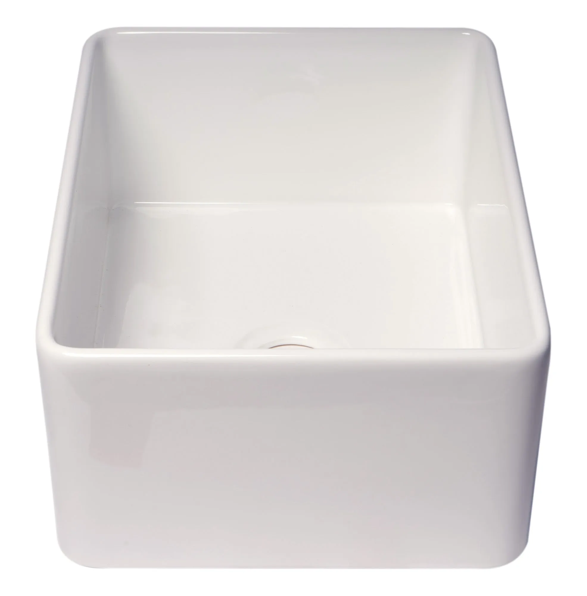 ALFI Brand - 24" White Thin Wall Single Bowl Smooth Apron Fireclay Kitchen Farm Sink | ABF2418-W