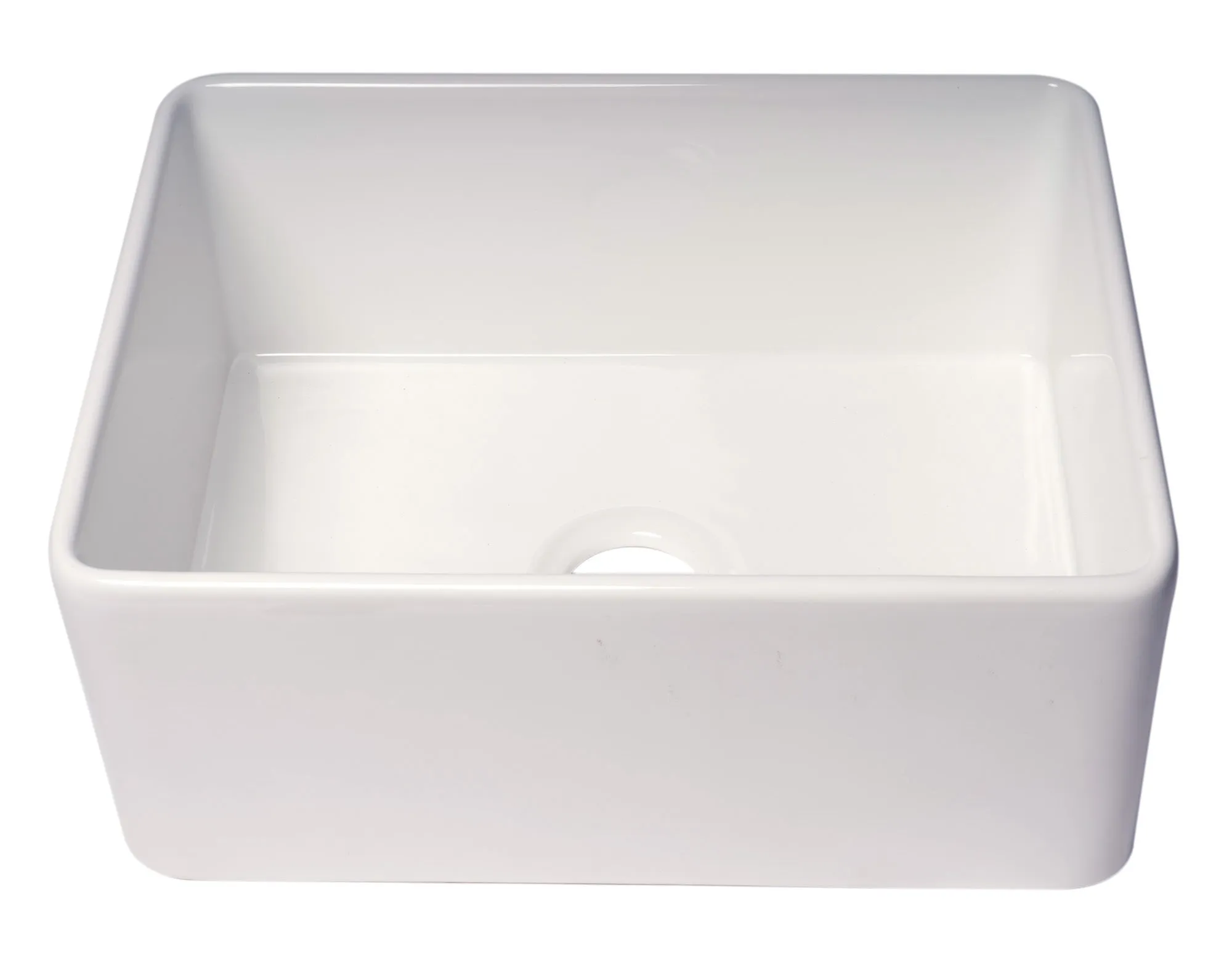 ALFI Brand - 24" White Thin Wall Single Bowl Smooth Apron Fireclay Kitchen Farm Sink | ABF2418-W