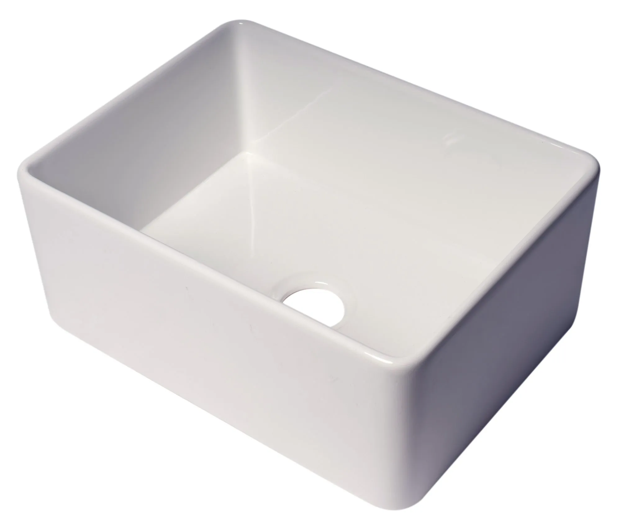 ALFI Brand - 24" White Thin Wall Single Bowl Smooth Apron Fireclay Kitchen Farm Sink | ABF2418-W