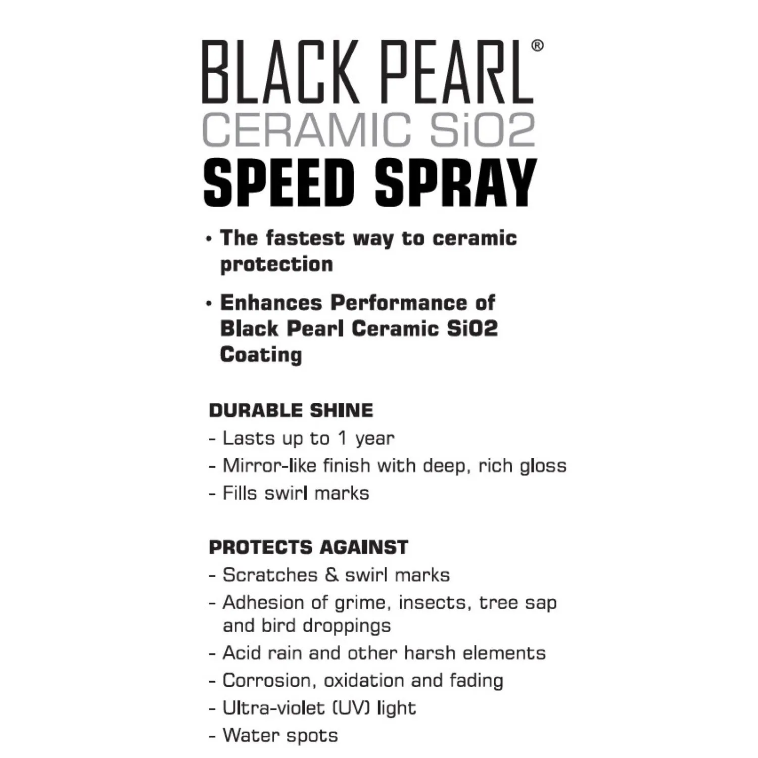 Black Pearl Si02 Ceramic Coating Speed Spray
