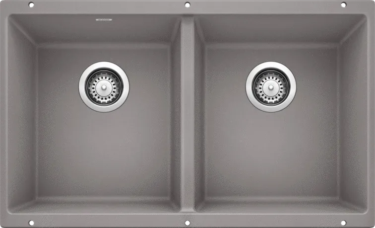 BLANCO - PRECIS U 2 BOWL UNDERMOUNT SILGRANIT SINK - CINDER