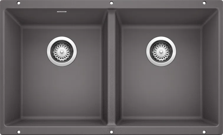 BLANCO - PRECIS U 2 BOWL UNDERMOUNT SILGRANIT SINK - CINDER