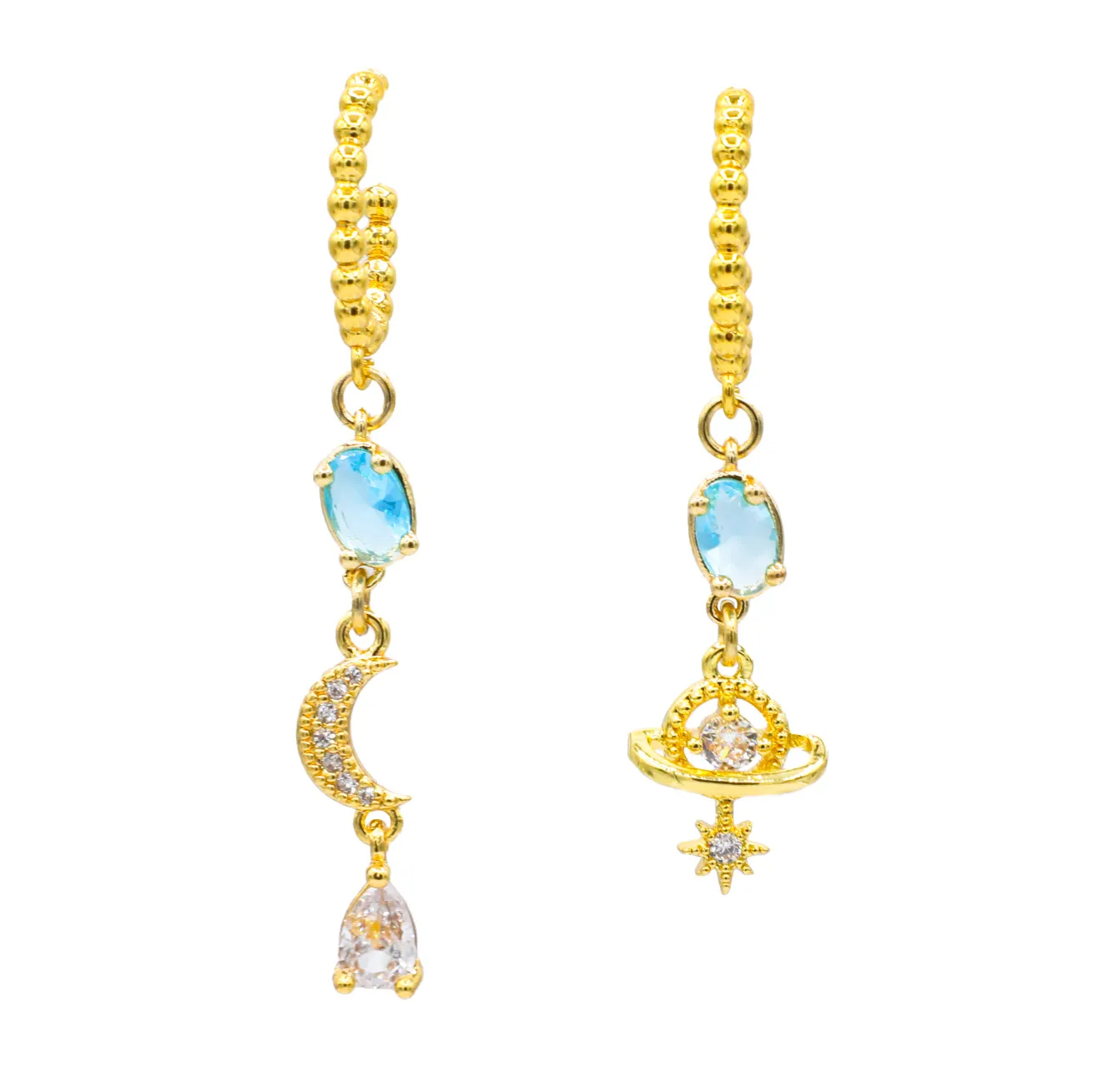 Blue Eclipse Drop Earrings
