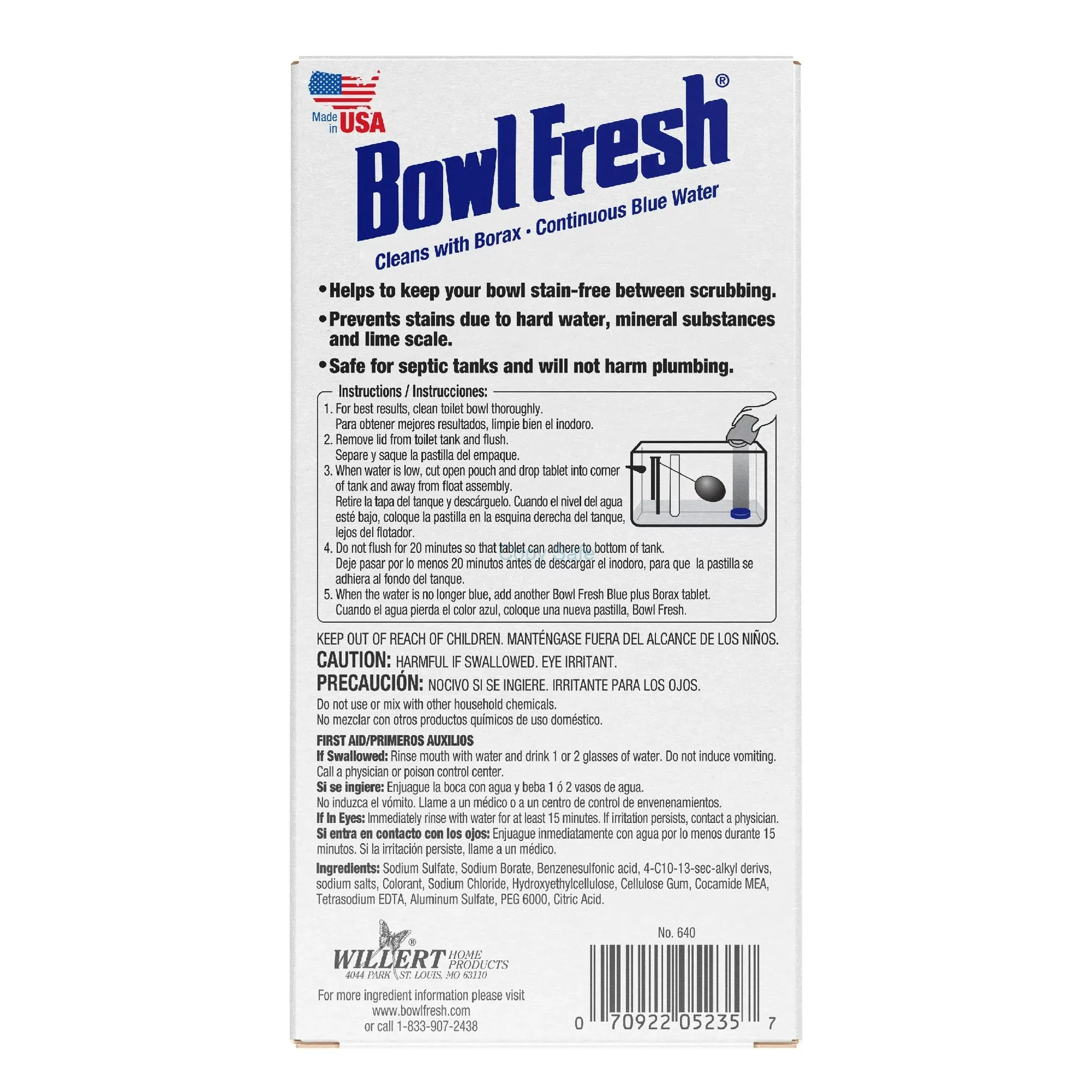 Bowl Fresh Automatic Toilet Bowl Cleaner, Toilet Bowl Freshener with Borax, Fresh Scent, 2 Ct