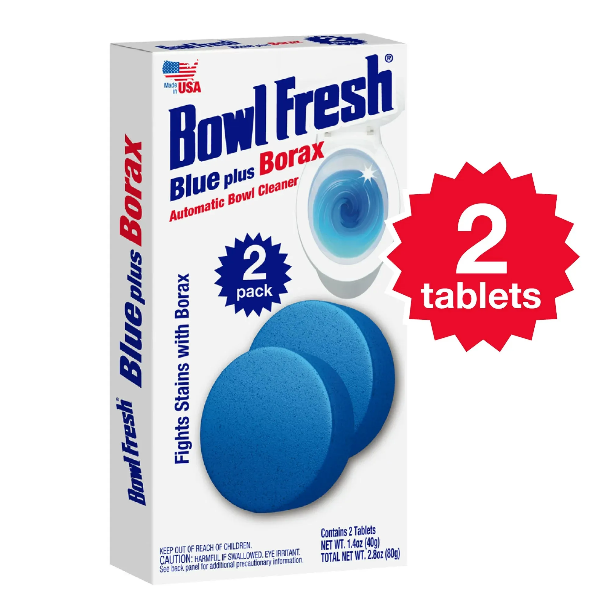 Bowl Fresh Automatic Toilet Bowl Cleaner, Toilet Bowl Freshener with Borax, Fresh Scent, 2 Ct