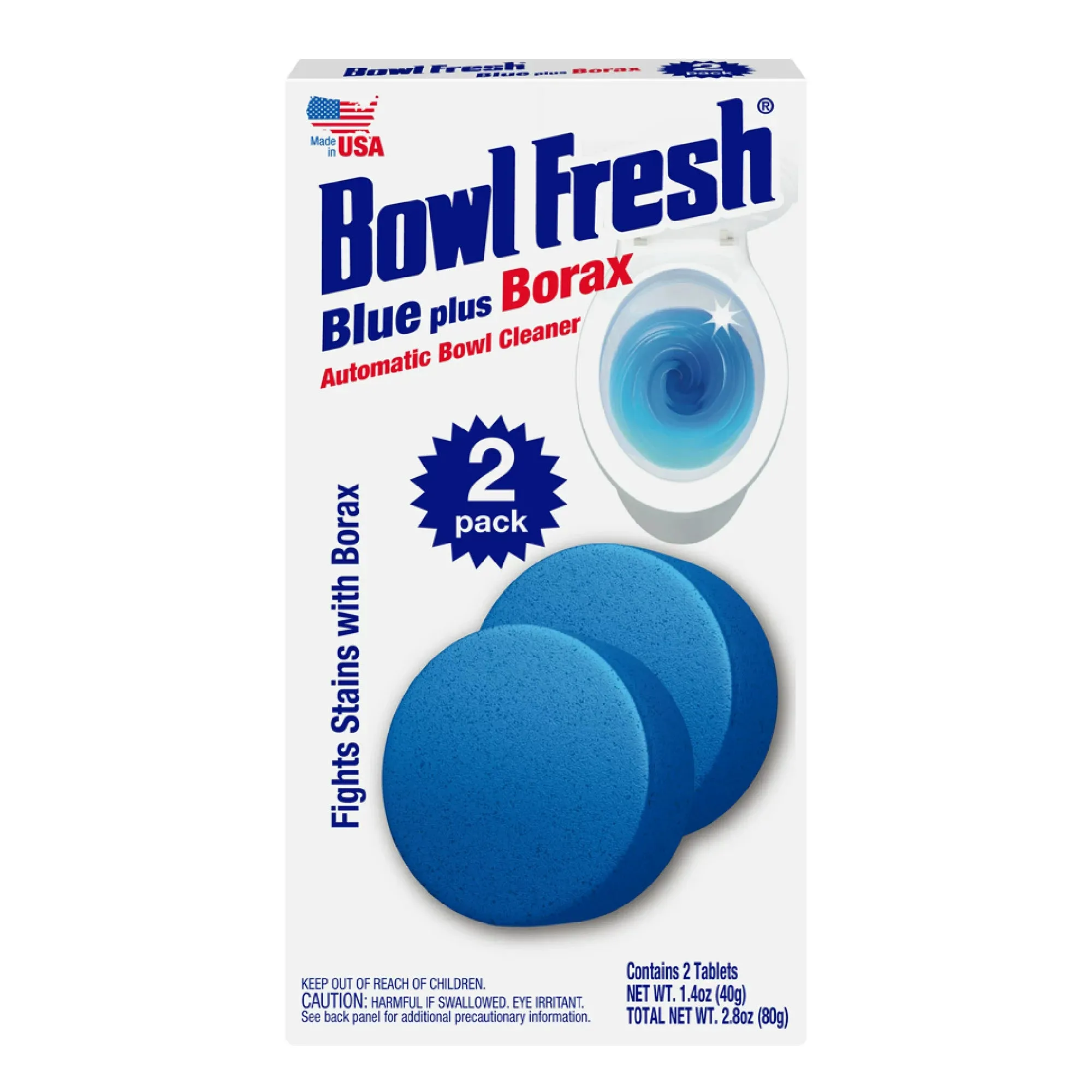 Bowl Fresh Automatic Toilet Bowl Cleaner, Toilet Bowl Freshener with Borax, Fresh Scent, 2 Ct