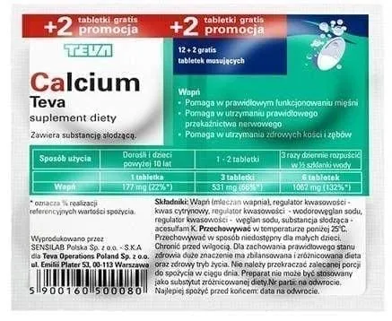 Calcium Teva 12   2 effervescent tablets for free