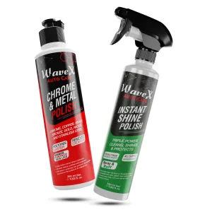 Chrome and Metal Polish 350ml | Instant Spray Car and Bike Polish 350ml Cleans and Shines | Car Bike Care kit(Set of 2)