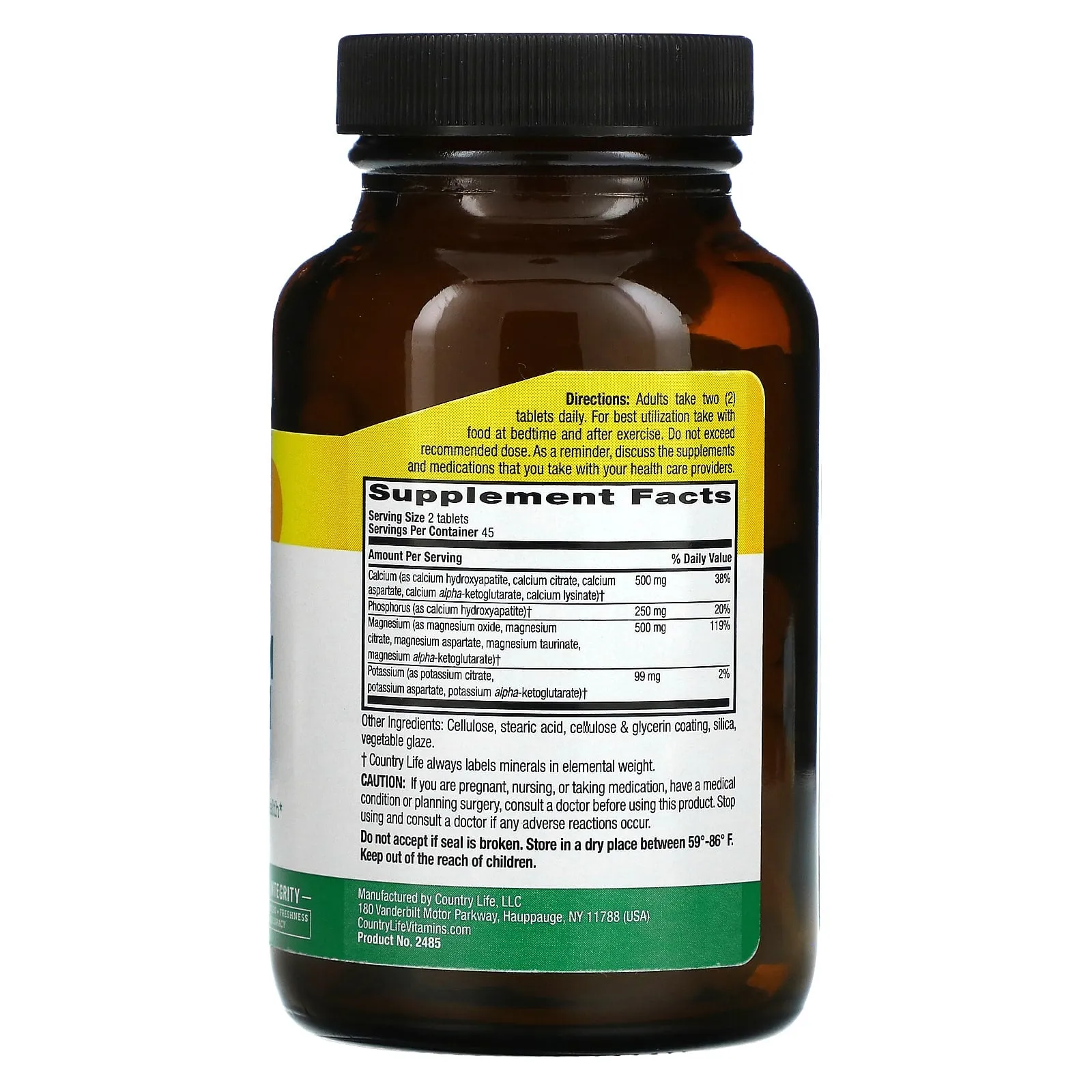 Country Life, CAL-MAG-POTASSIUM 500/500/99 TARGET MINS, 90 Tablets