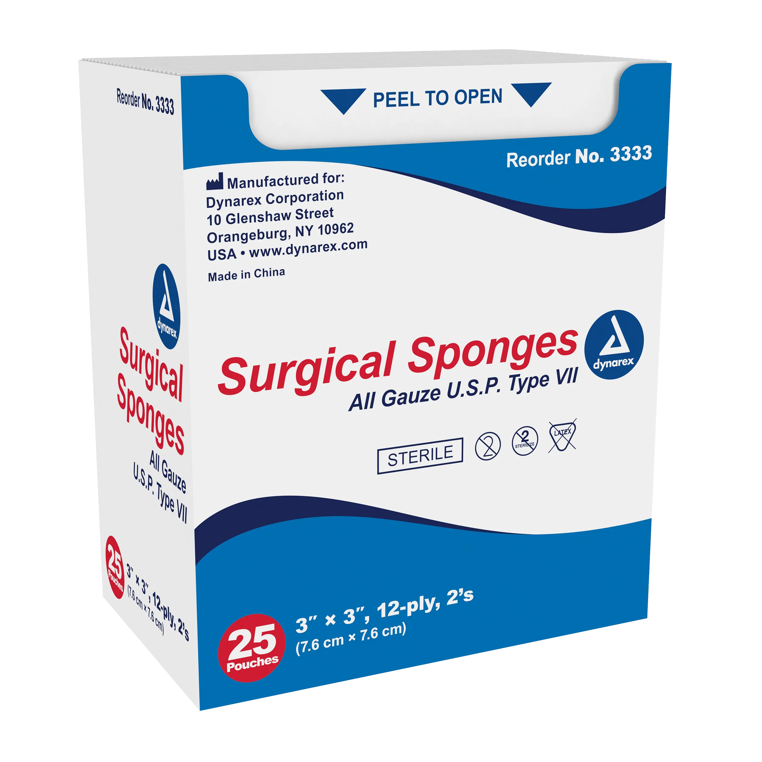 Dynarex - Surgical Gauze Sponge Sterile 2's 3"x 3" 12 Ply