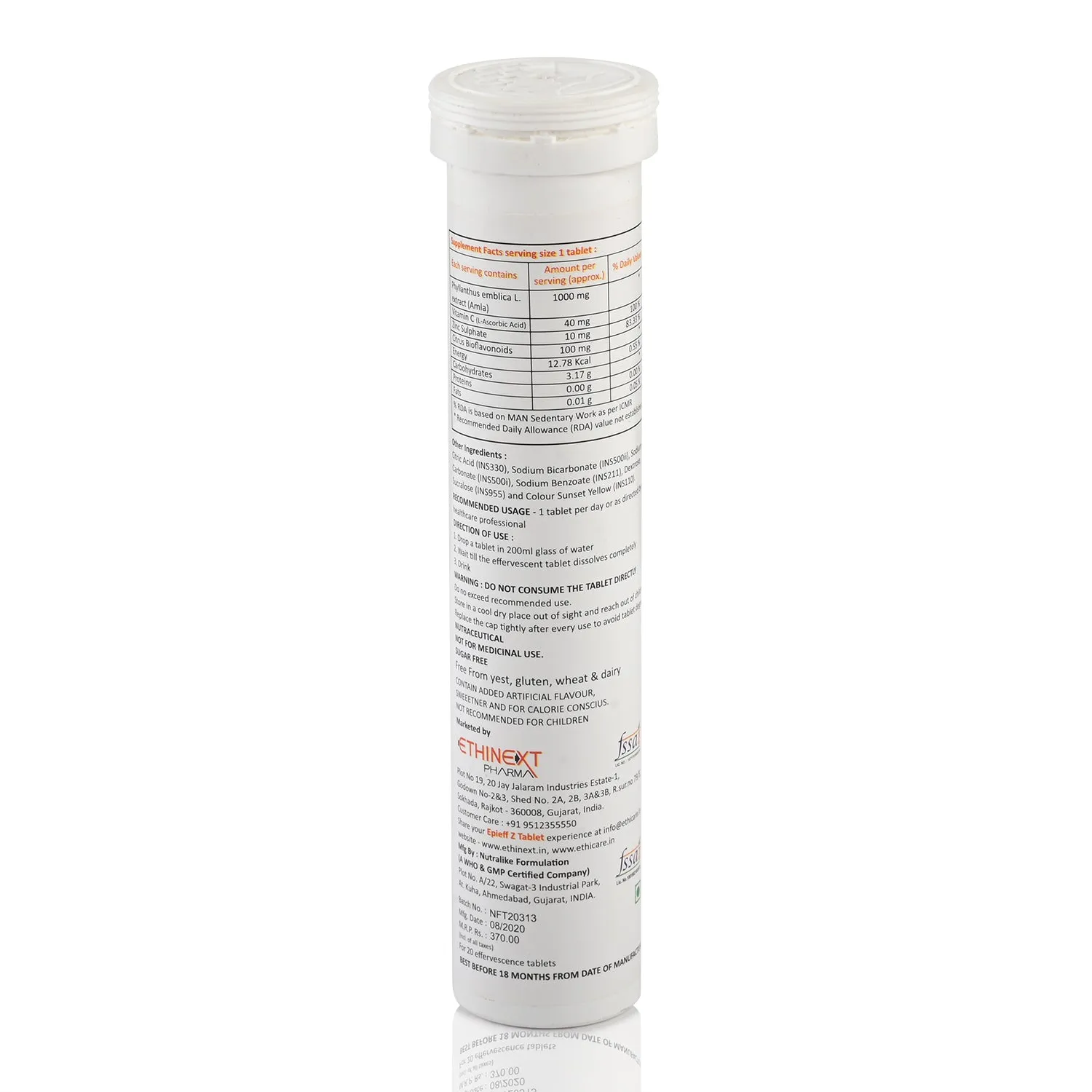 Epieff Effervescent Tablets | Vitamin C 1000 mg for Immune Support & Antioxidant Protection