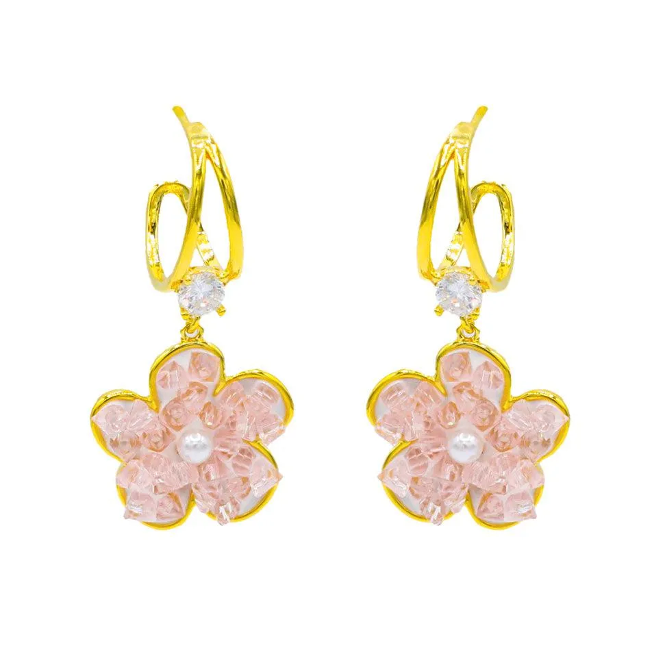 Flower Pearl Hoops