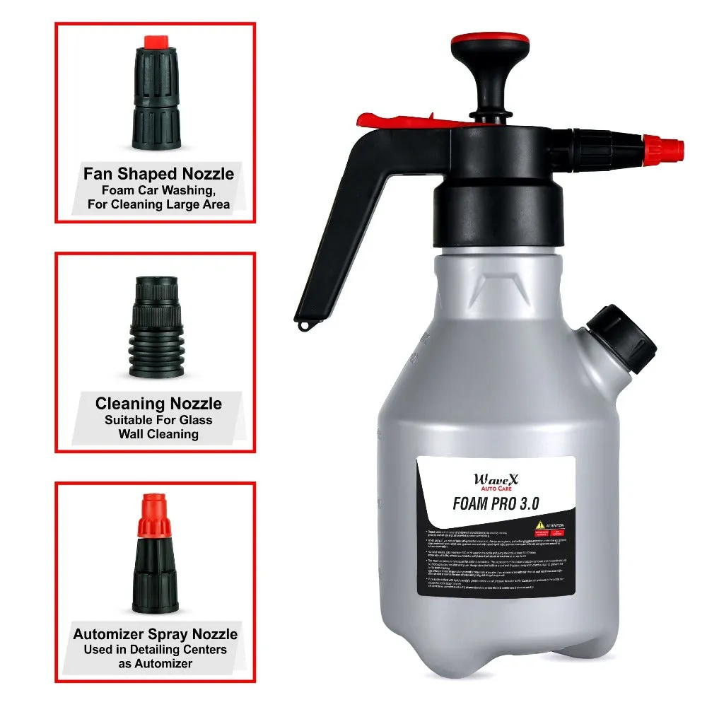 Foam Sprayer For Car & Bike  Foam Pro 3.0 with Additional Cap, 3 Nozzles, Free Shampoo, Portable, No Electricity Required  Generates Long Lasting Thick Foam Spray