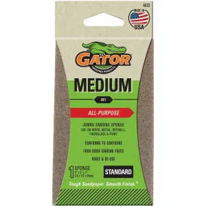Gator 4632 Sanding Sponge, 5 in L, 3 in W, Medium, Aluminum Oxide Abrasive :EA: QUANTITY: 1