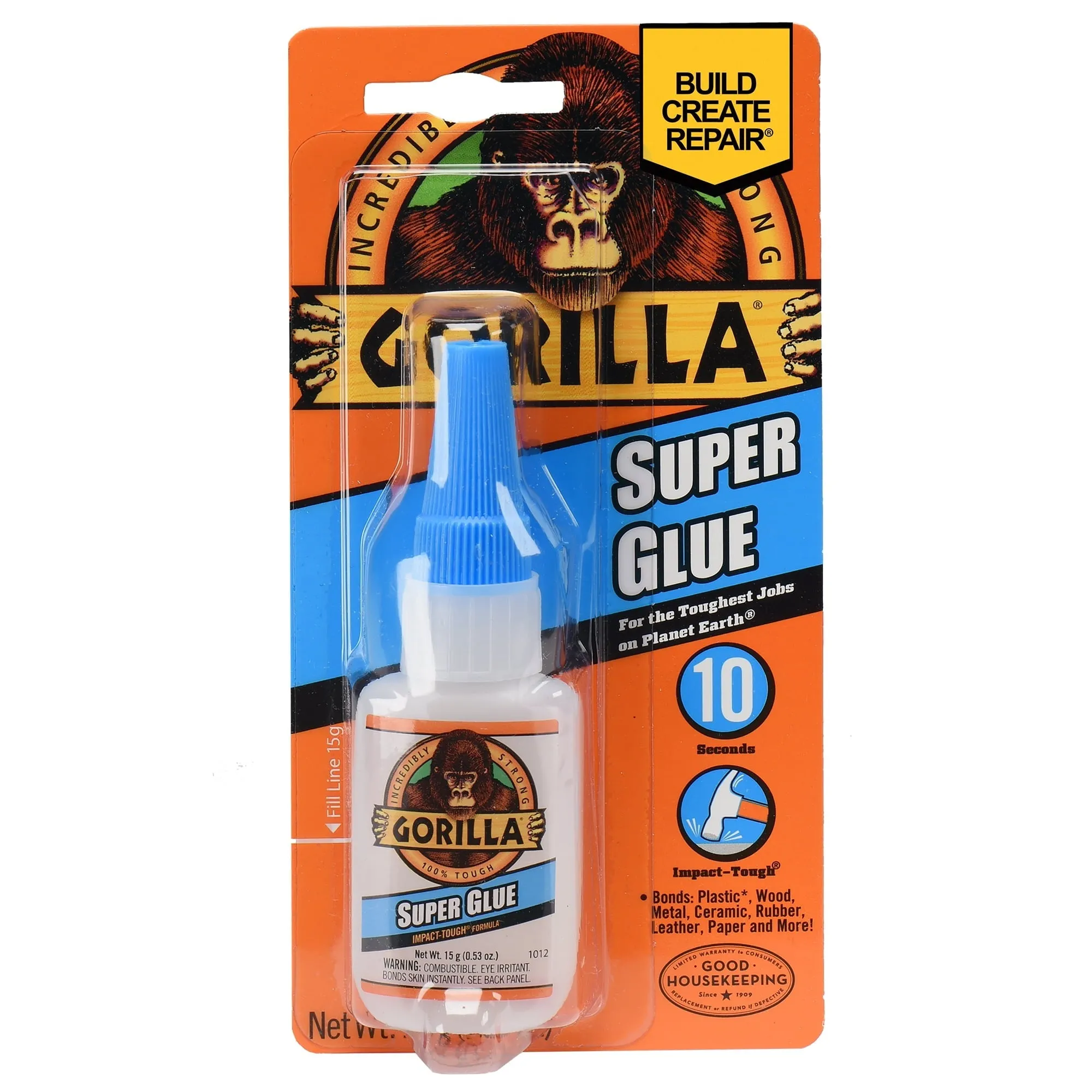 Gorilla Clear Super Glue, 15 Gram Bottle, Product Net Content Quantity .53 oz