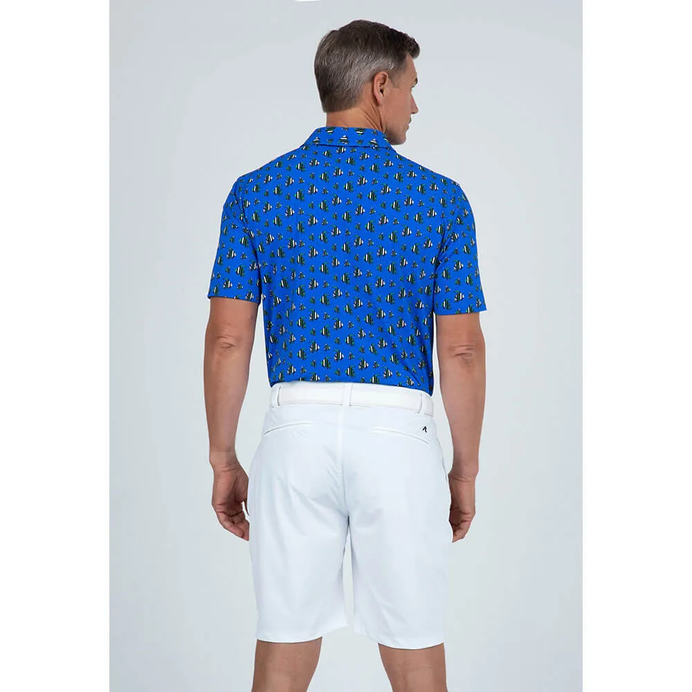 IBKUL Mens Angel Fish Polo Shirt - Green/Royal/Black