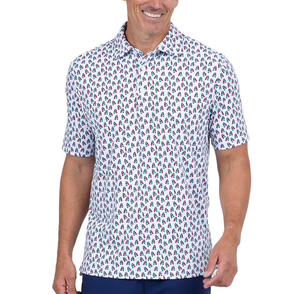 IBKUL Mens Cheers Polo Shirt - Ink/White/Watermelon/Turquoise