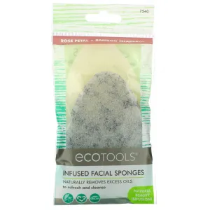 Infused Facial Sponges Rose Petal   Bamboo Charcoal 2 Sponges