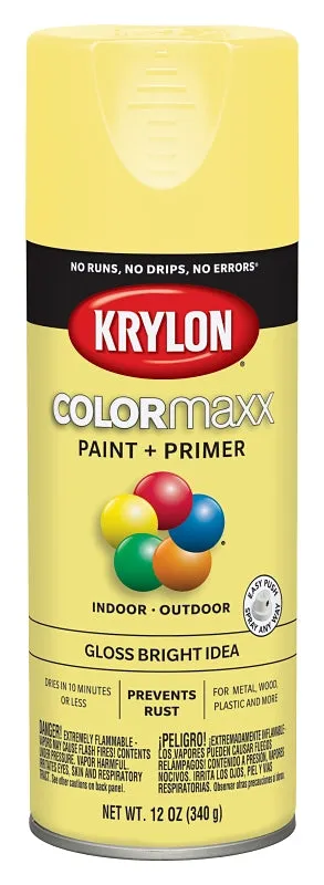 Krylon K05507007 Enamel Spray Paint, Gloss, Bright Idea, 12 oz, Can :CAN: QUANTITY: 1