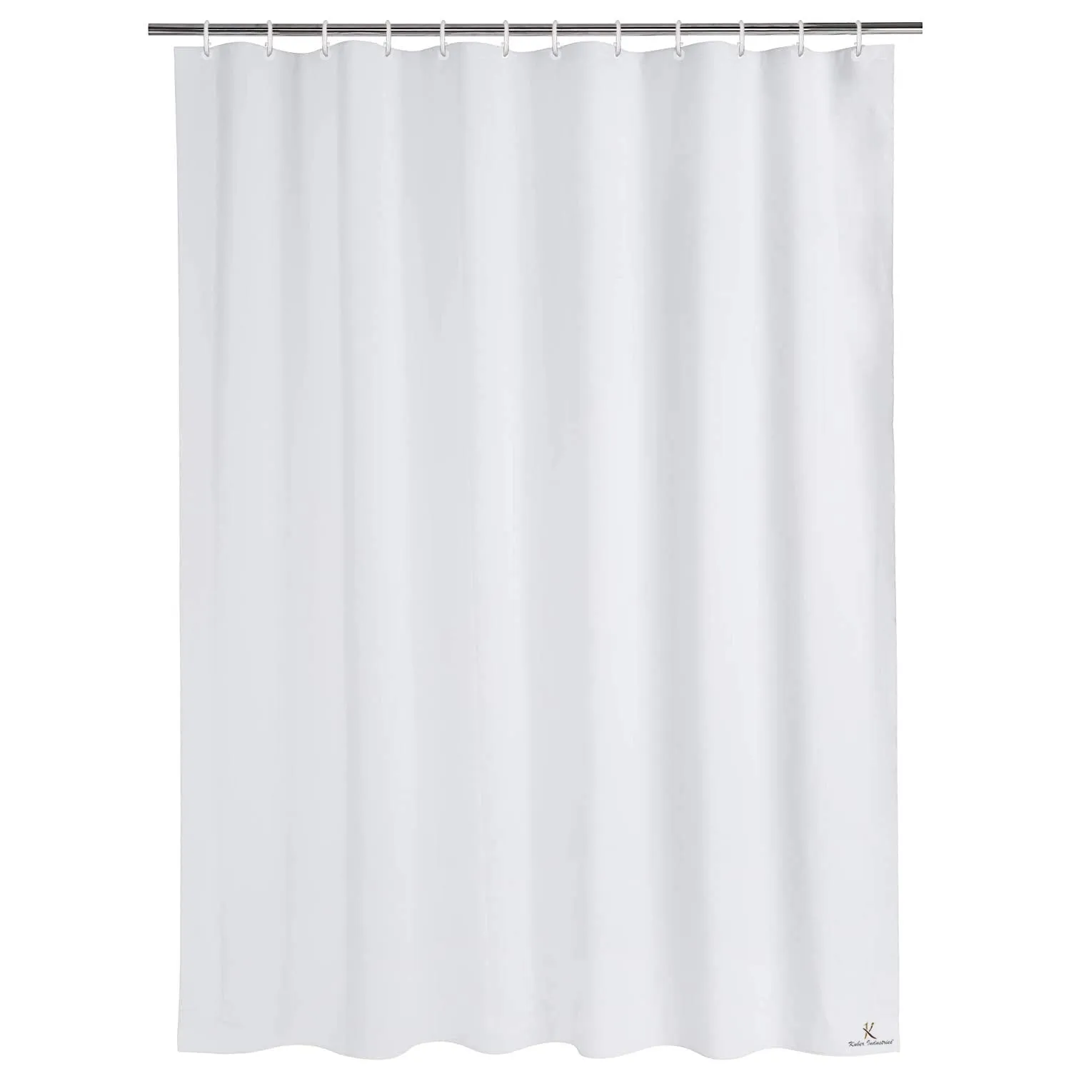 Kuber Industries 2 Pieces PEVA Shower Curtain Liner, Heavy Duty Plastic Shower Curtain with Hooks for Bathroom, Bathtub, 70" x 80", Orange & White-KUBMART11568