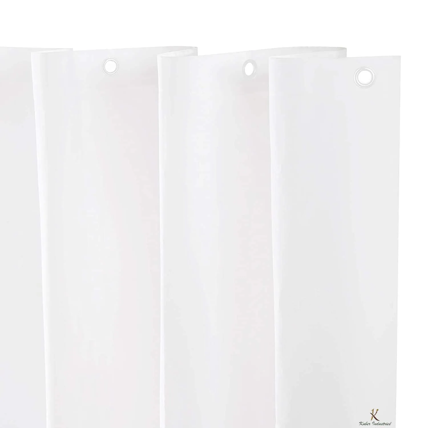 Kuber Industries 2 Pieces PEVA Shower Curtain Liner, Heavy Duty Plastic Shower Curtain with Hooks for Bathroom, Bathtub, 70" x 80", Orange & White-KUBMART11568