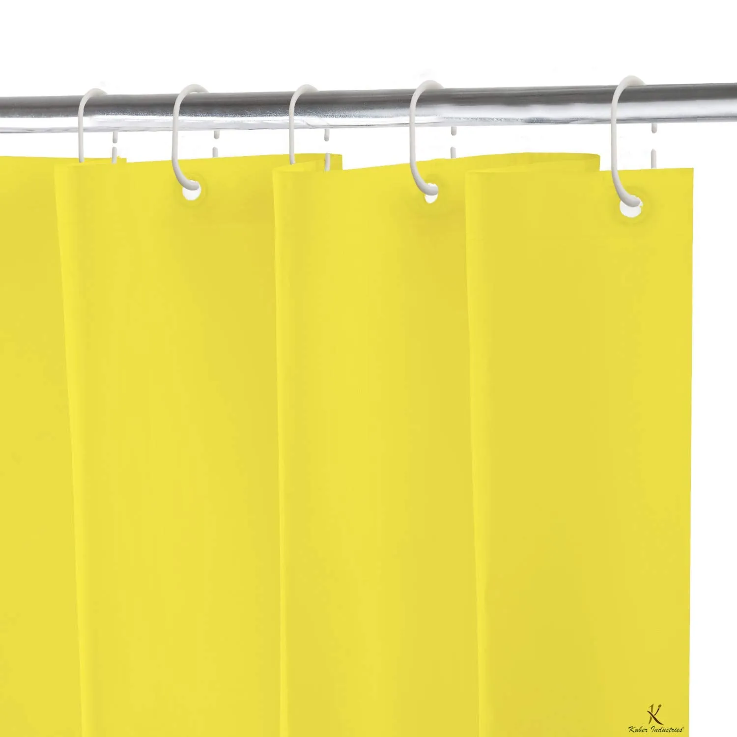 Kuber Industries 2 Pieces PEVA Shower Curtain Liner, Heavy Duty Plastic Shower Curtain with Hooks for Bathroom, Bathtub, 70" x 80", Yellow-KUBMART11534