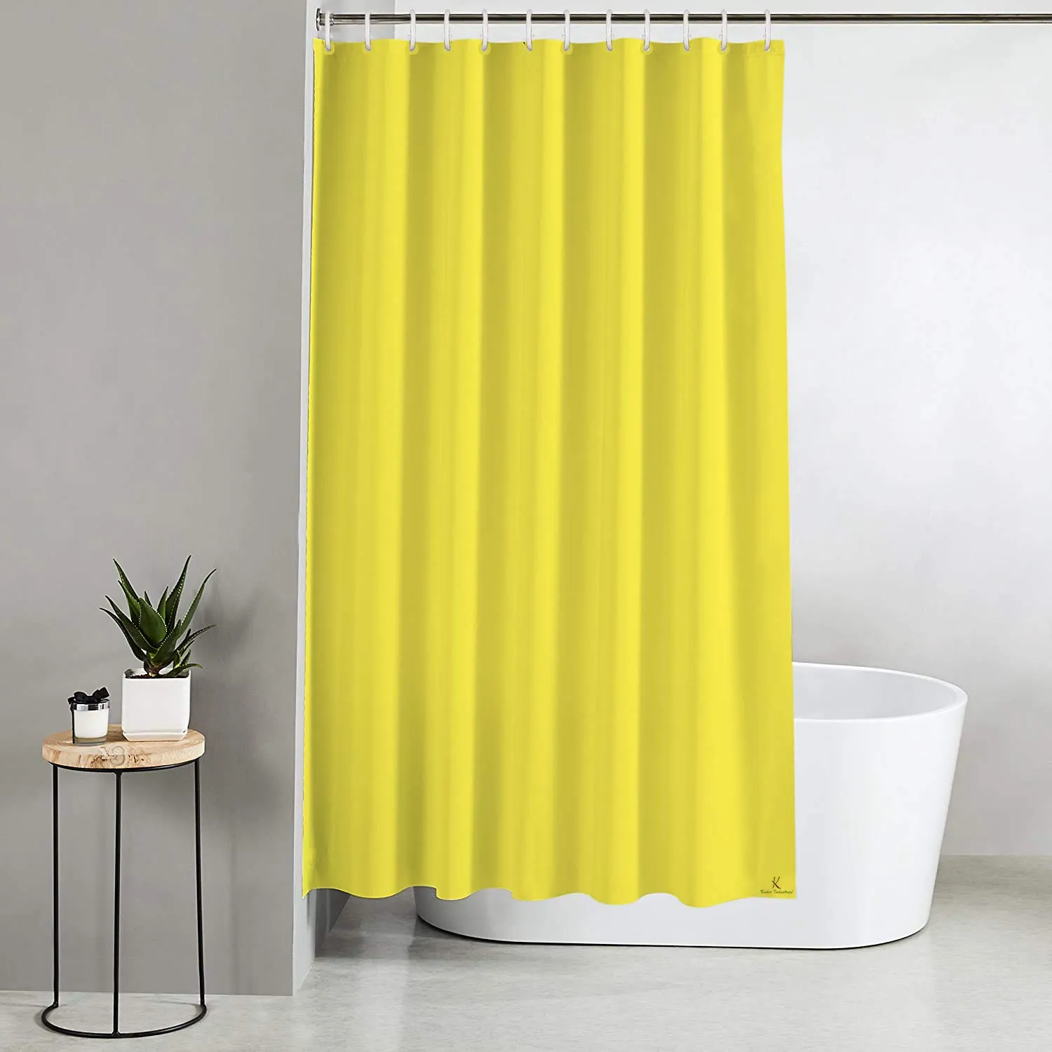 Kuber Industries 2 Pieces PEVA Shower Curtain Liner, Heavy Duty Plastic Shower Curtain with Hooks for Bathroom, Bathtub, 70" x 80", Yellow-KUBMART11534