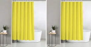 Kuber Industries 2 Pieces PEVA Shower Curtain Liner, Heavy Duty Plastic Shower Curtain with Hooks for Bathroom, Bathtub, 70" x 80", Yellow-KUBMART11534