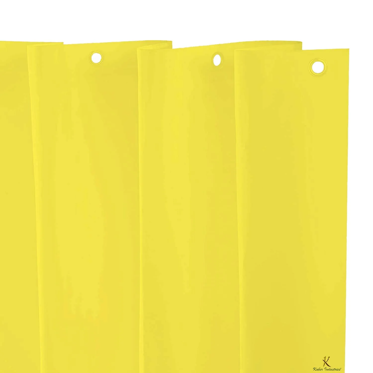Kuber Industries 2 Pieces PEVA Shower Curtain Liner, Heavy Duty Plastic Shower Curtain with Hooks for Bathroom, Bathtub, 70" x 80", Yellow-KUBMART11534
