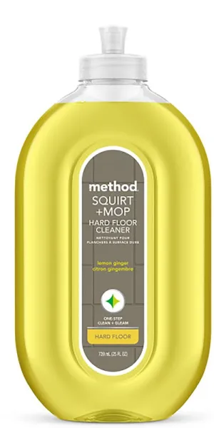 method Squirt   Mop 563 Hard Floor Cleaner, 25 oz Bottle, Liquid, Lemon Ginger, Yellow :EA: QUANTITY: 1
