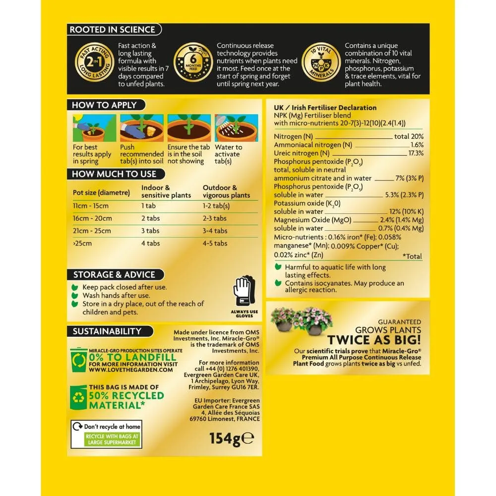Miracle-Gro Premium All Purpose Continuous Release Plant Food 35 Tablets