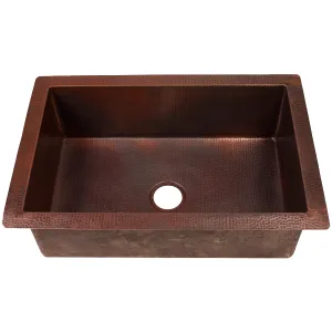Open Single Bowl Undermount Copper Kitchen Sink, TCK-002AN