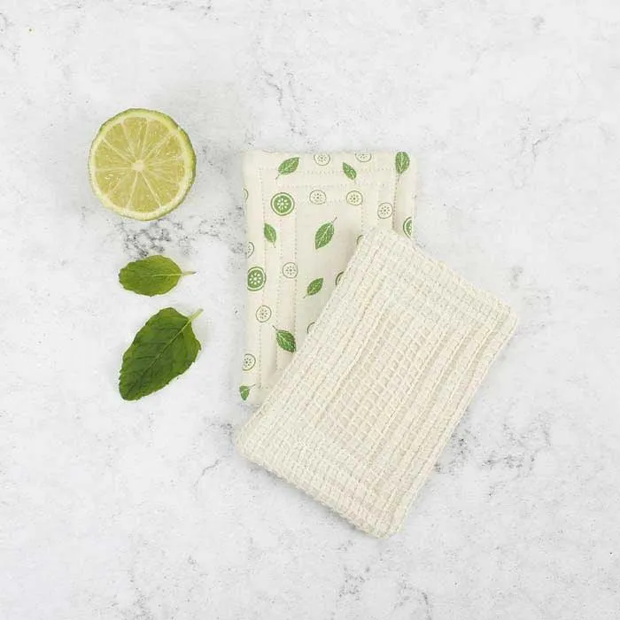 Organic Cotton 'Scrub' Unsponge - Mint Leaf - Pack Of 2