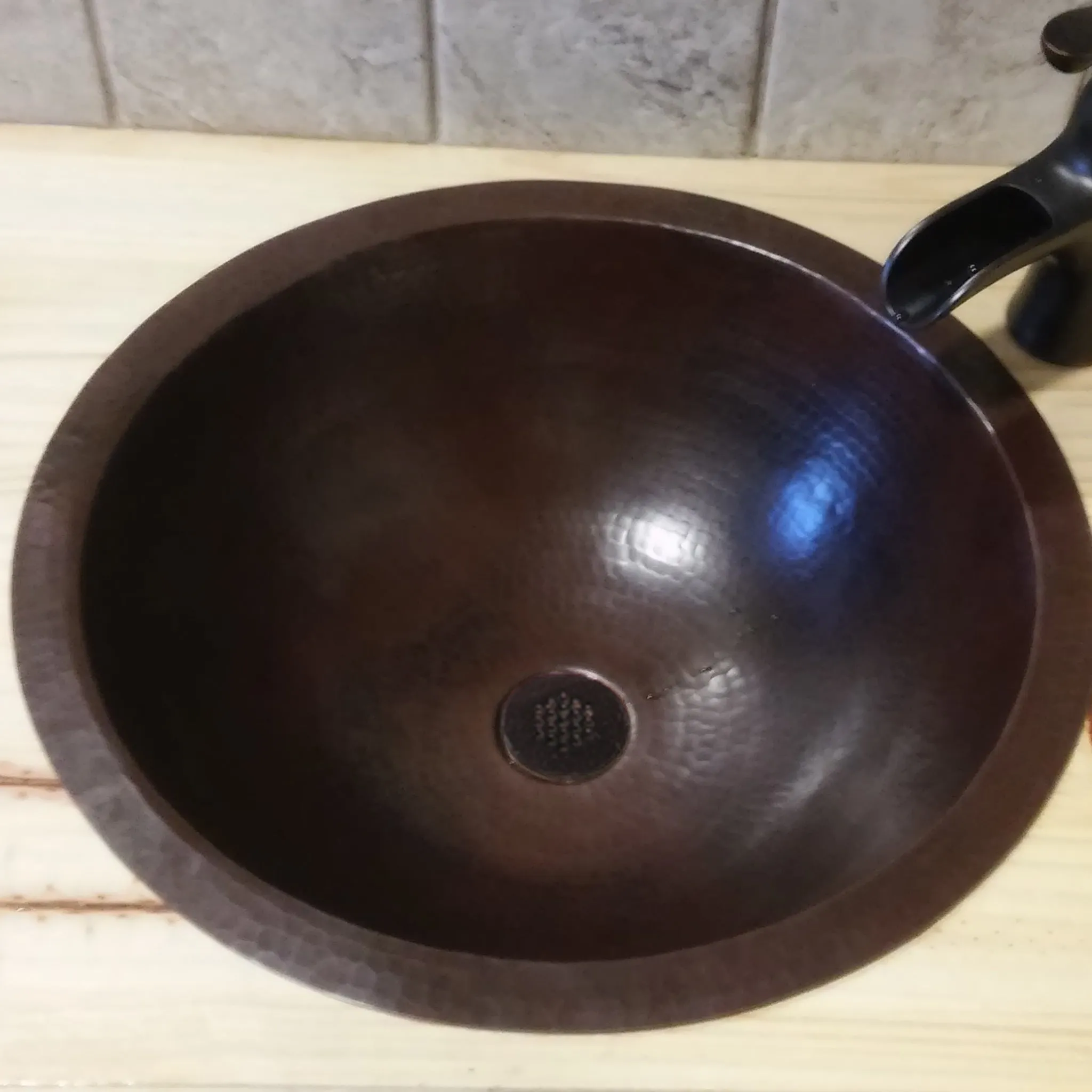 Round Copper Undermount Bath Sink in Antique TCU-001AN