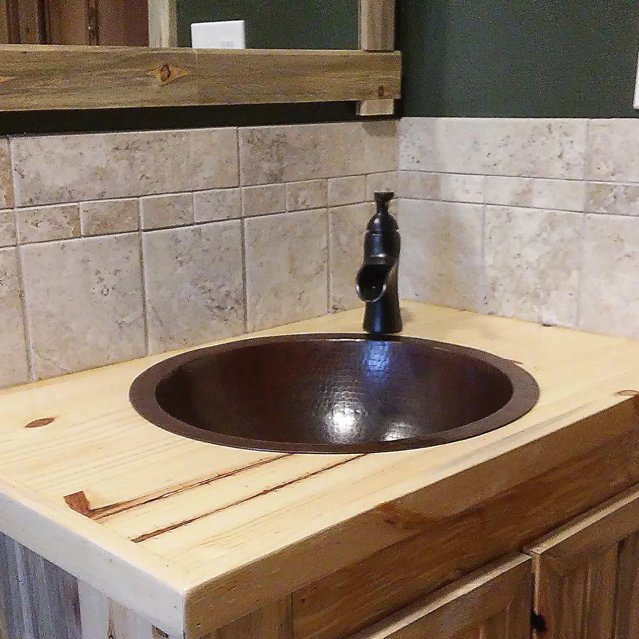 Round Copper Undermount Bath Sink in Antique TCU-001AN