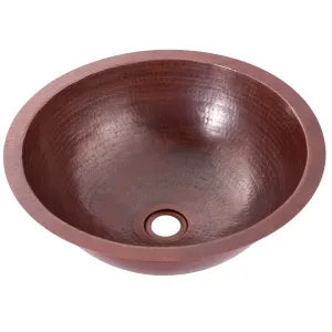 Round Copper Undermount Bath Sink in Antique TCU-001AN