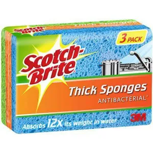 Scotch-Brite Anti-Bacterial Thick Sponges Pack 3